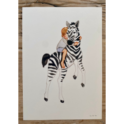 Zebra med barn A4
