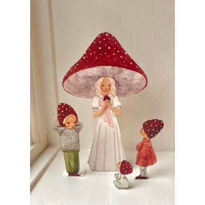 Rd svampemor med brn 