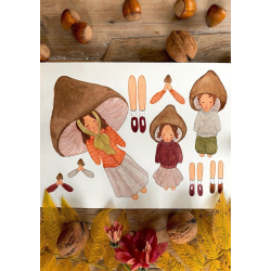 Svampefamilie med brune hatte