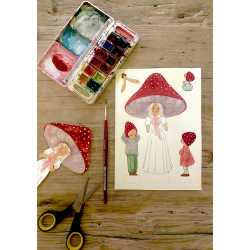 Rd svampemor med brn 