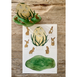 Vinterg�kke-�g med p�skeharer papirklip